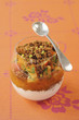 stewed and fresh apricot crumble with coriander