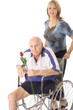 beautiful daughter pushing her elderly father beautiful daughter pushing her elderly father