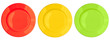 Red, yellow, green, color plates set isolated on white