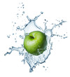 Green apple in water
