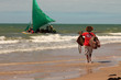 Fisherman on beach, Fortaleza, Brazil