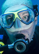 head shot of scuba diver
