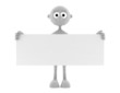 3d man holding blank placard isolated on white background 3d man holding blank placard isolated on white background