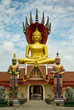 Large golden Buddha Image with its two giant front Large golden Buddha Image with its two giant front