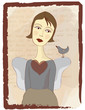 Frau mit Vogel