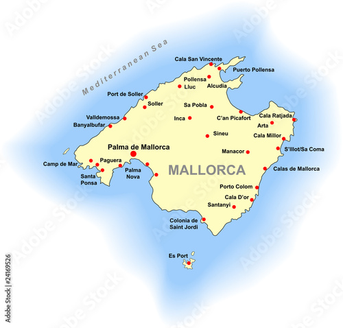Vector: Mallorca map Mallorca map