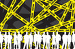 crowd of people on a police tape background