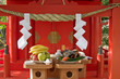 Food offerings at a Japanese Shinto Shrine at New Years