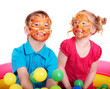 Little girl with group ball.