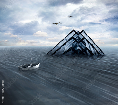 Photo: submerged building submerged building