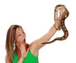 woman holding a snake