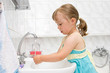 little girl in bathroom