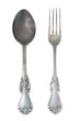 Old silver spoon and fork.