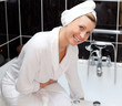 Laughing woman is having a bath Laughing woman is having a bath