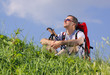 Hiker resting