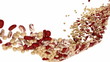 Haricot beans flow with slow motion over white