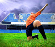 Happiness football player after goal on the field of stadium und Happiness football player after goal on the field of stadium und