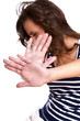 young woman making stop gesture