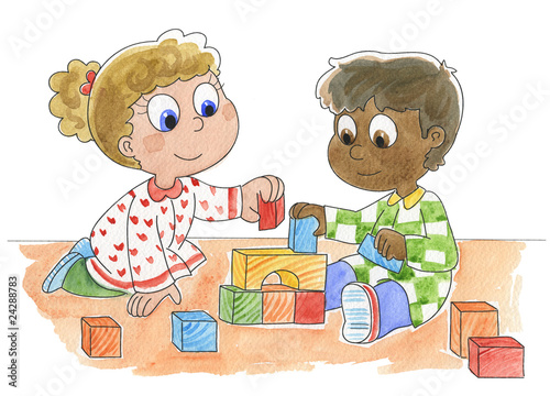 Illustration: Bambini di diversa razza che giocano Bambini di diversa razza che giocano