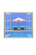 Open window with beach and ocean