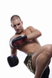 Sexy muscle young man with muay thai gloves