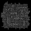 THEATRE. Collage with association terms on black background. THEATRE. Collage with association terms on black background.