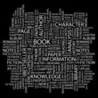 BOOK. Wordcloud illustration. BOOK. Wordcloud illustration.
