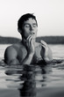 Male model in the water