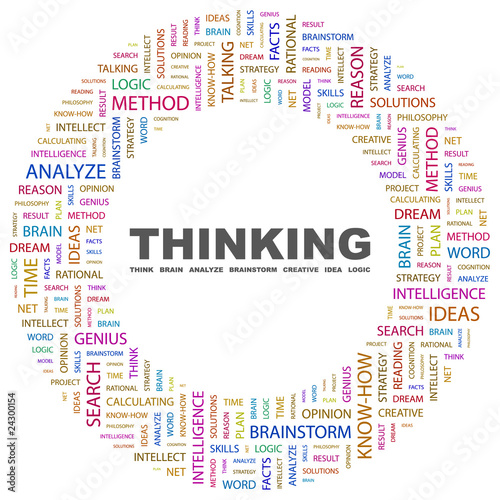Vektor: THINKING. Circular frame with association terms. THINKING. Circular frame with association terms.