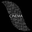 CINEMA. Word collage on black background. CINEMA. Word collage on black background.