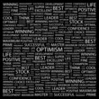 OPTIMISM. Collage with association terms on black background.