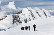 Mountaneers walking on a glacier, Monte Rosa, Switzerland Mountaneers walking on a glacier, Monte Rosa, Switzerland