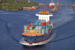 Container Schiff auf dem Nord-Ostsee-Kanal bei Kiel