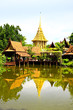 Thai house and temple,bangkok,thailand