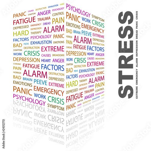 Vector: STRESS. Collage with association terms on white background. STRESS. Collage with association terms on white background.