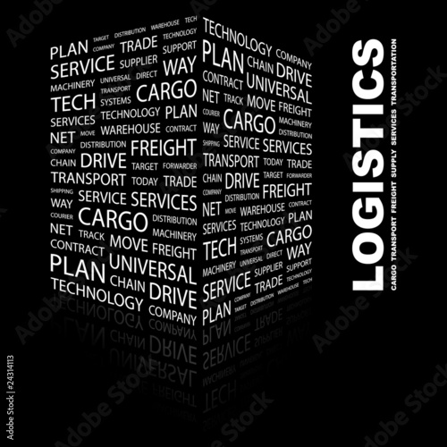 Vector: LOGISTICS. Illustration with different association terms. LOGISTICS. Illustration with different association terms.