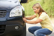 Female Driver Broken Down On Country Road Female Driver Broken Down On Country Road