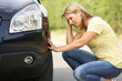 Female Driver Broken Down On Country Road Female Driver Broken Down On Country Road