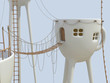 Surrealistic tea cups architecture forms