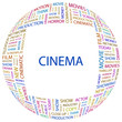 CINEMA. Word collage with different association terms. CINEMA. Word collage with different association terms.