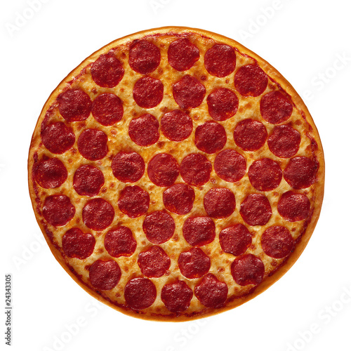 Photo: Pepperoni Pizza on the white background with Clipping Path. Pepperoni Pizza on the white background with Clipping Path.
