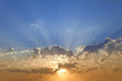 Sky at a sunset with lots of sunbeams