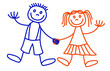 Vector: Lineart boy and girl Lineart boy and girl