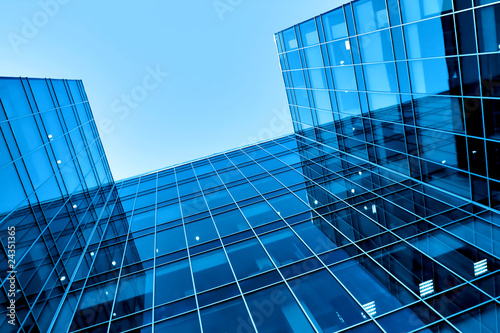 glass skyscrapers at night