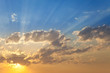 Sky at sunset with lots of sunbeams