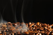 kaffee beim rösten mit rauch