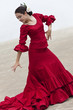 Traditional Woman Spanish Flamenco Dancer In Red Dress