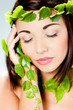 Photo: femme beauté soin du corps nature feuilles femme beauté soin du corps nature feuilles