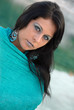 Model in turquoise