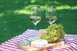 Cheese, grapes and white wine